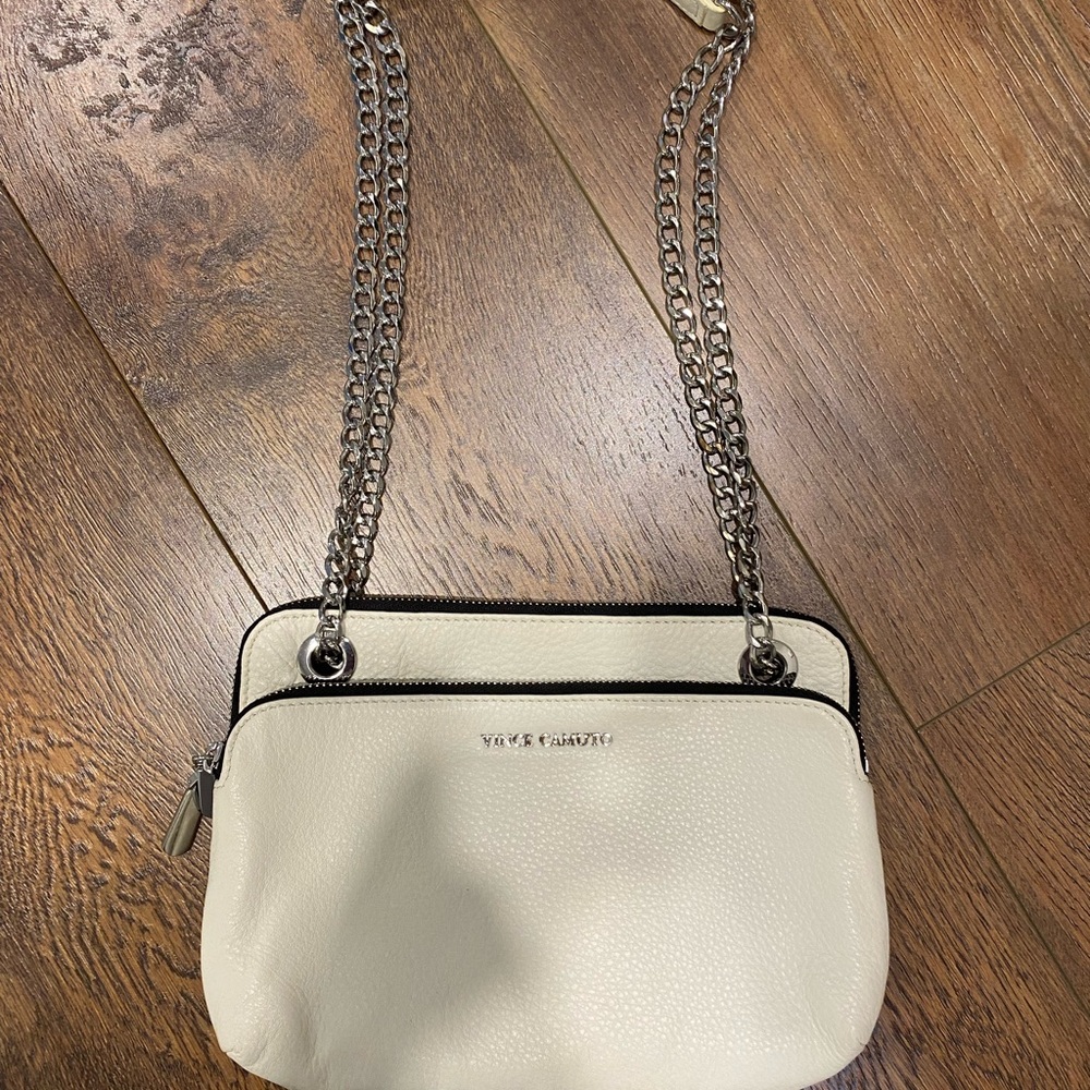 Vince Camuto Cream Leather Shoulder Bag